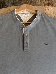 Brax Men’s Feel Good Henley Long Sleeves XL Ultralight, Easy Care, Gray/Blue