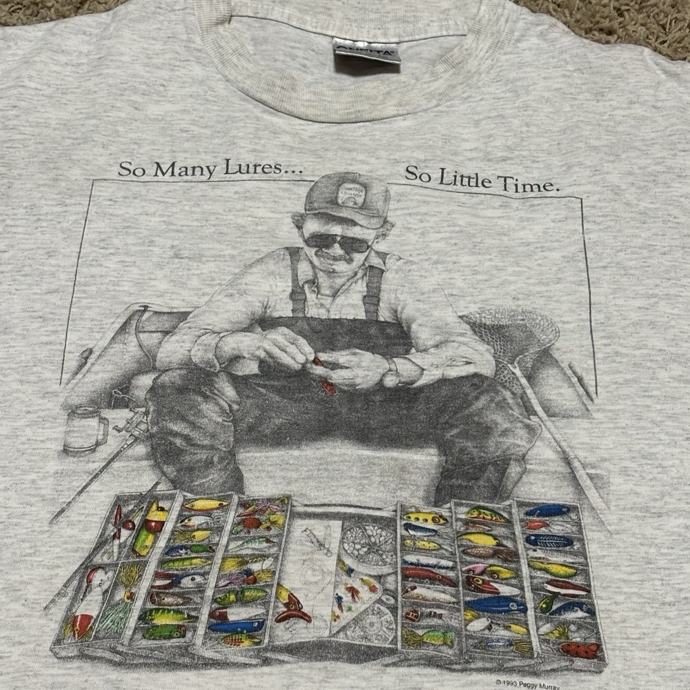 So Many Lures So Little Time Oneita Graphic T Shirt Men’s Size XXL Made In USA