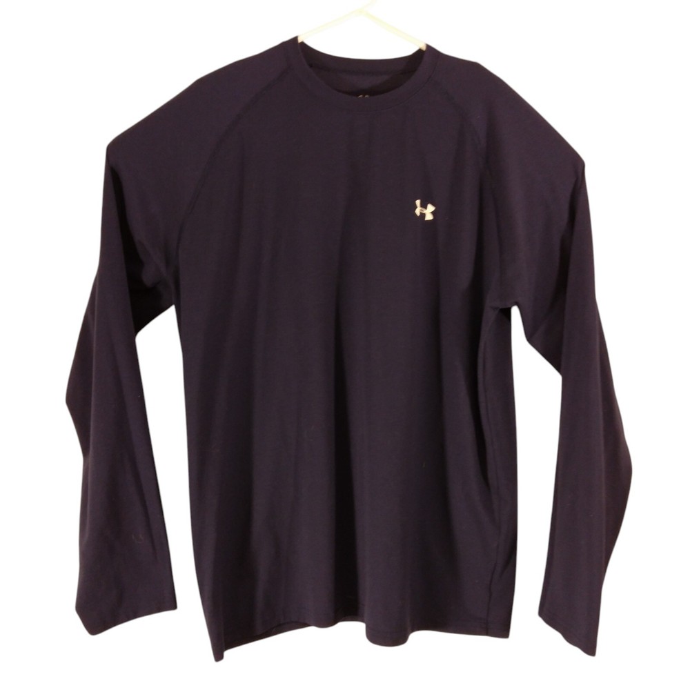 Under Armour tshirt mesn M Medium navy blue long sleeve crew neck stretch