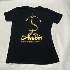 Disney Aladdin Shirt The Hit Broadway Musical Graphic Shirt Black & Gold Size M