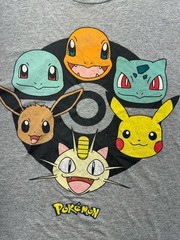 Pokemon Classic Character Heads Graphic Heather Gray T-Shirt