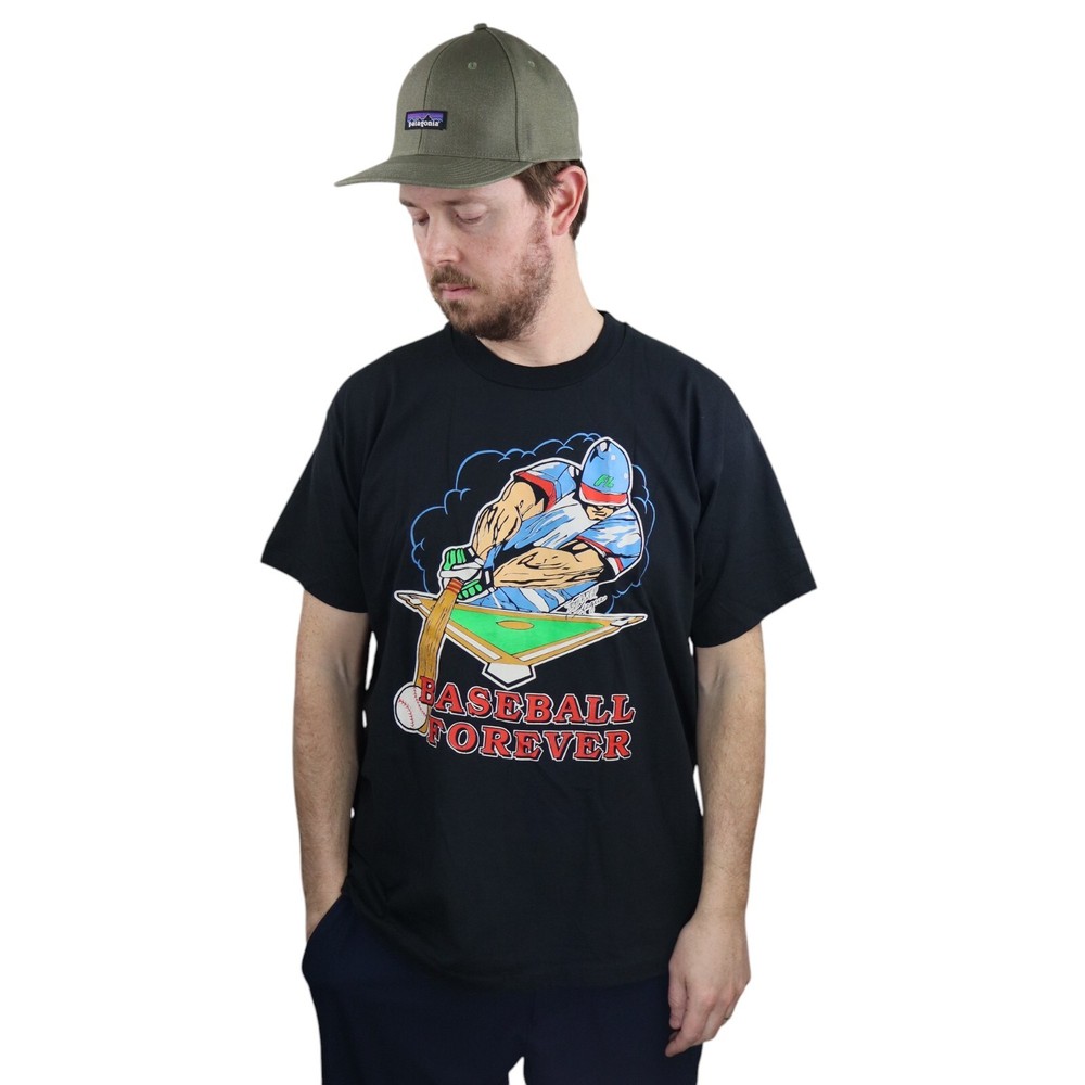 Vtg 90s Baseball Forever T-Shirt XL L USA Made Screen Stars Single Stitch Tee