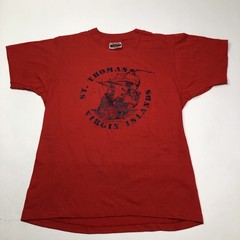 Vintage 70s St Thomas Pirate Ship Travel Tee Single Stitch Medium T Shirt Vtg