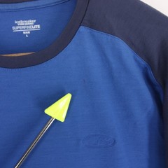 Icebreaker Superfinelite Shirt Mens L Blue Colorblock Raglan Long Sleeve Merino