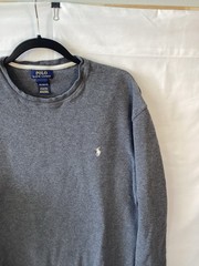 Polo Ralph Lauren Mens Sz 2XL Grey Waffle Knit Long Sleeve Crew Neck T-Shirt