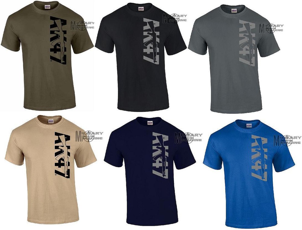 AK-47 T-Shirt All colors Logo Rifle Gun Size S,M,L,XL.2XL,3XL,4XL,5XL 100%cotton