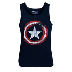 Captain America Distressed Navy Blue Tank Top Blue