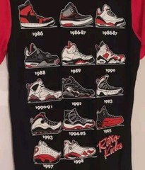 Citi Trends Mens Retro Kicks Jordans T Shirt Tee Black W/ Red Sleeves Size…