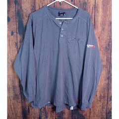 Ariat Work FR Mens XL Gray Flame Resistant Henley Long Sleeve Shirt CAT 2 NFPA