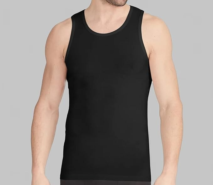 Tommy John Cool Cotton Tank Top Undershirt Stay Tucked Fit – XL – BLACK – 2-Pack