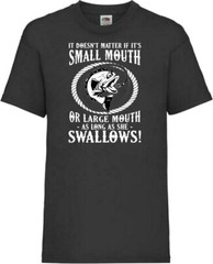 Fishing Mouth Swallows Humour Novelty T Shirt Various Colours And Sizes