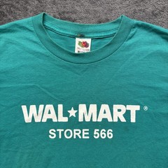 Vintage Walmart Shirt Mens Medium Blue Teal Short Sleeve Store Employee Y2K