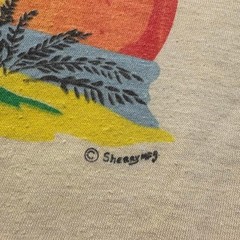 Vintage 70s Ocean City Maryland Summer Beach T Shirt M Cream Water Print Graphic