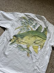 Vintage Guy Harvey Fish Fishing White Graphic Henley T-Shirt Large Nature ￼