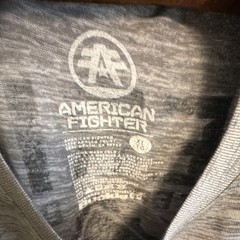 American Fighter Men’s Gray Double-Sided Graphic Logo Crew Neck T-Shirt XL