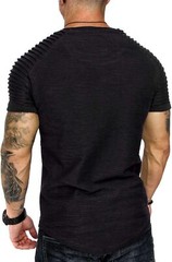 COOFANDY Men’s Muscle T-Shirt Pleated Raglan Sleeve Bodybuilding Large, Black