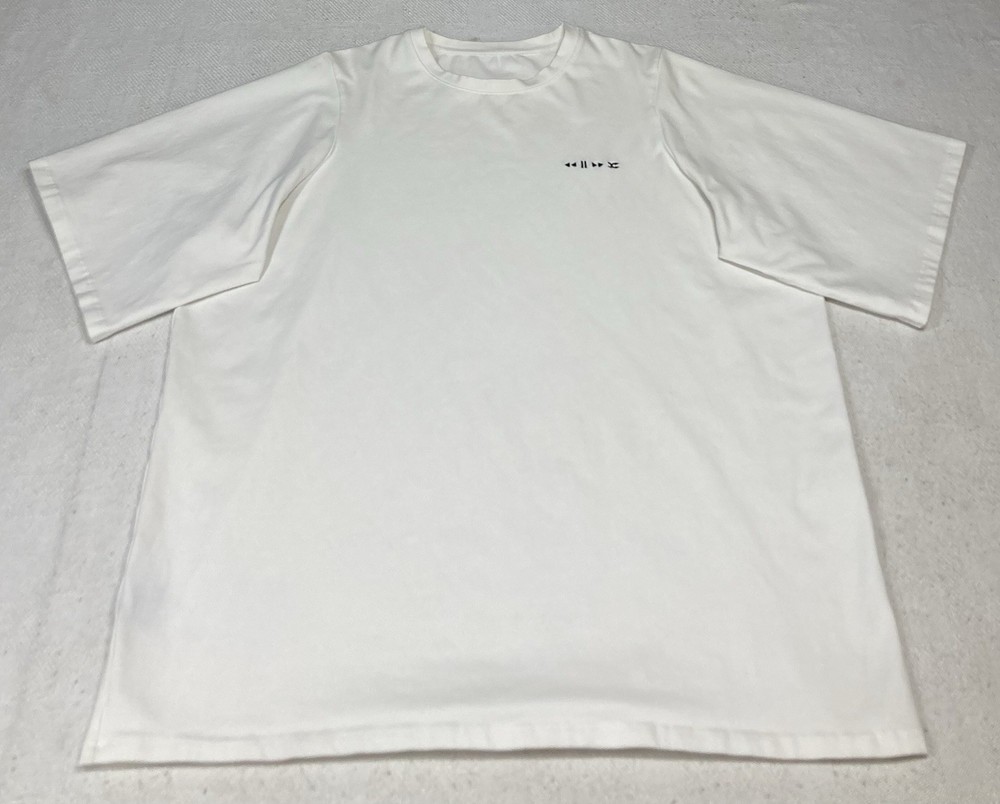 Oversized T Shirt Mens XL White Media Buttons Logo Streetwear Embroidered Crew