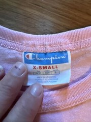 Champion Shirt Adult Teen Boy X-Small XS Pink Logo Short Sleeve Cotton Mens EUC