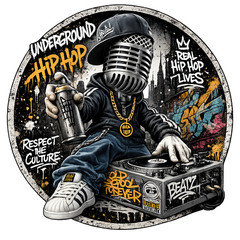 Underground Hip Hop T Shirt Graphic Tee DJSpray Paint Next Level 3600 Custom Men