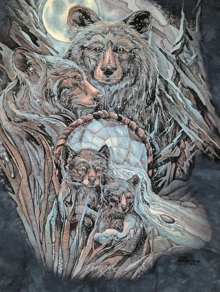 The Mountain Mens T-shirt Blue “Journey To The Dream time” Bear Family XL #6210