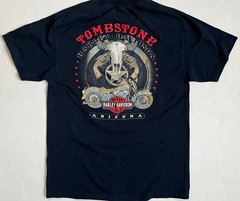 Men’s Harley Davidson SS T Shirt Sz Large Tombstone Arizona Dk Blue Bravado