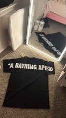 A Bathing Ape BAPE Black Logo Graphic Print Crew Neck Short Sleeve T-Shirt Men M