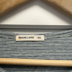 Marine Layer Men’s Sz M/L Blue Striped Round Neck Cotton/Polyester/Rayon T-Shirt