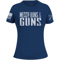 Grunt Style Women’s Messy Buns and Guns T-Shirt – Blue