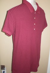 NITAGUT Mens BURGUNDY WINE Casual Short Sleeve Collared Ribbed Knit POLO Shirt S