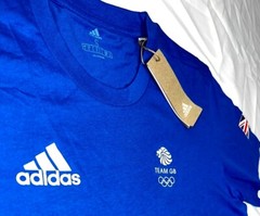 Adidas Training Shirt Team GB Olympic 100% Cotton Blue Men Women XS S M L XL 2XL