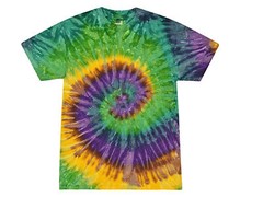 Multi-Color Rainbow New Tie Dye T-Shirts, Kids and Adult S to 5XL, Cotton 100%