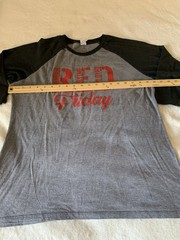 District Made T-shirt Remember Everyone Deployed -Distressed American Flag Back