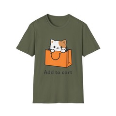 Unisex Softstyle T-Shirt Cat Shopping Bag Retail Humor Cute Animal