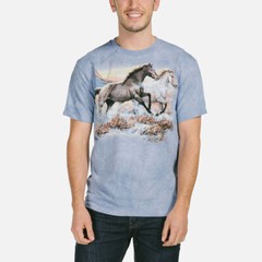 Horse Running Free Horses Equine Western Spirited The Mountain Blue Shirt S-3X