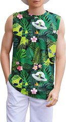 Mens Sleeveless Tank Top Summer Beach Graphic Muscle Tee Shirt Casual Hawaiian