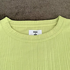 Mode of One Men’s Large T-Shirt Short-Sleeve Relaxed-Fit Crinkle Lime Green