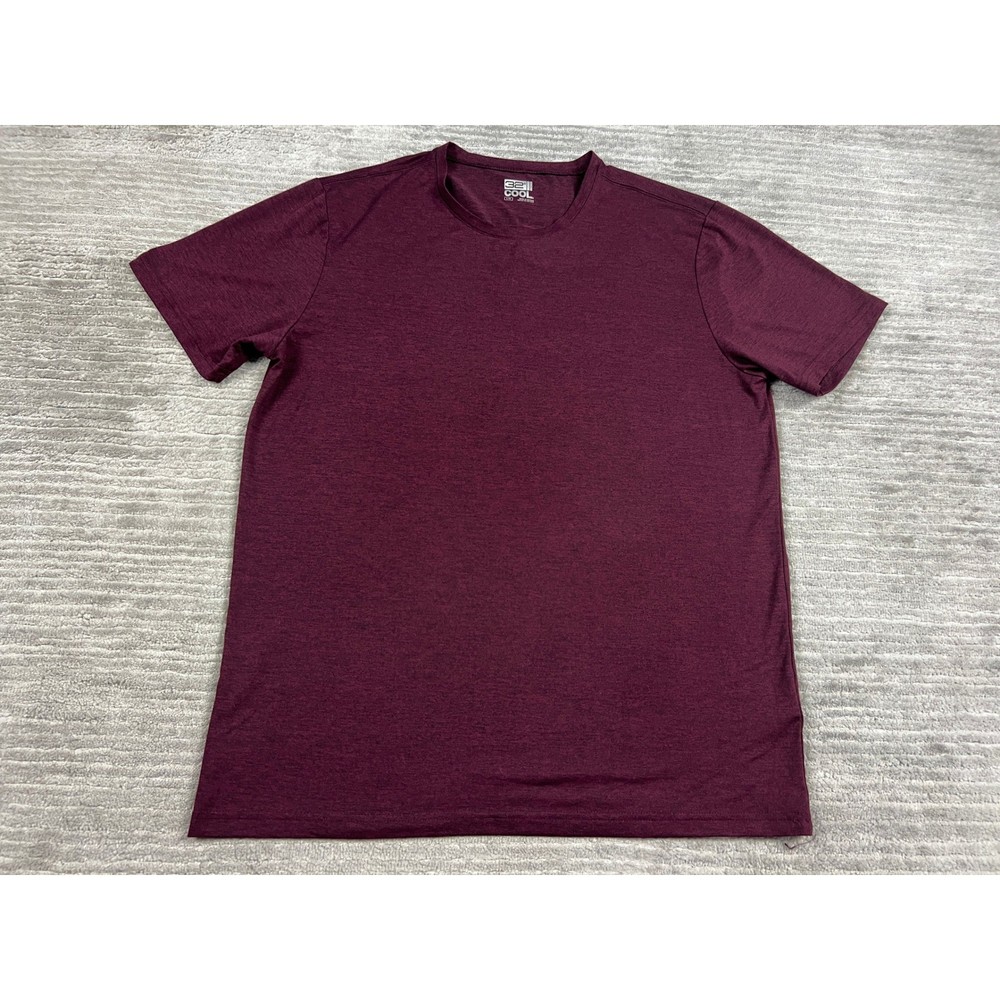 32 Degrees T-Shirt Mens Large Burgundy Cool Short Sleeve Heathered Stretch Crew
