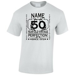 Men’s 50th Birthday T-Shirt Gift Add Name Age and Year Of Birth Customise