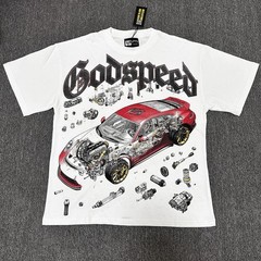 Brand New Godspeed Broken car parts print Tee Mens shorts Sleeve T-shirt