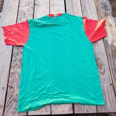 Vintage Men LA Sportswear Blank Large Single Stitch Shirt Green Red Sleeves USA