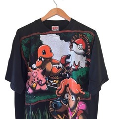 Pokemon Pocket Monsters Alakazam 141 Faded Black T-Shirt Nostal Tag Size XL