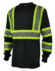 L&M Hi Vis T Shirt Reflective Safety Black Short Long Sleeve HIGH Visibility