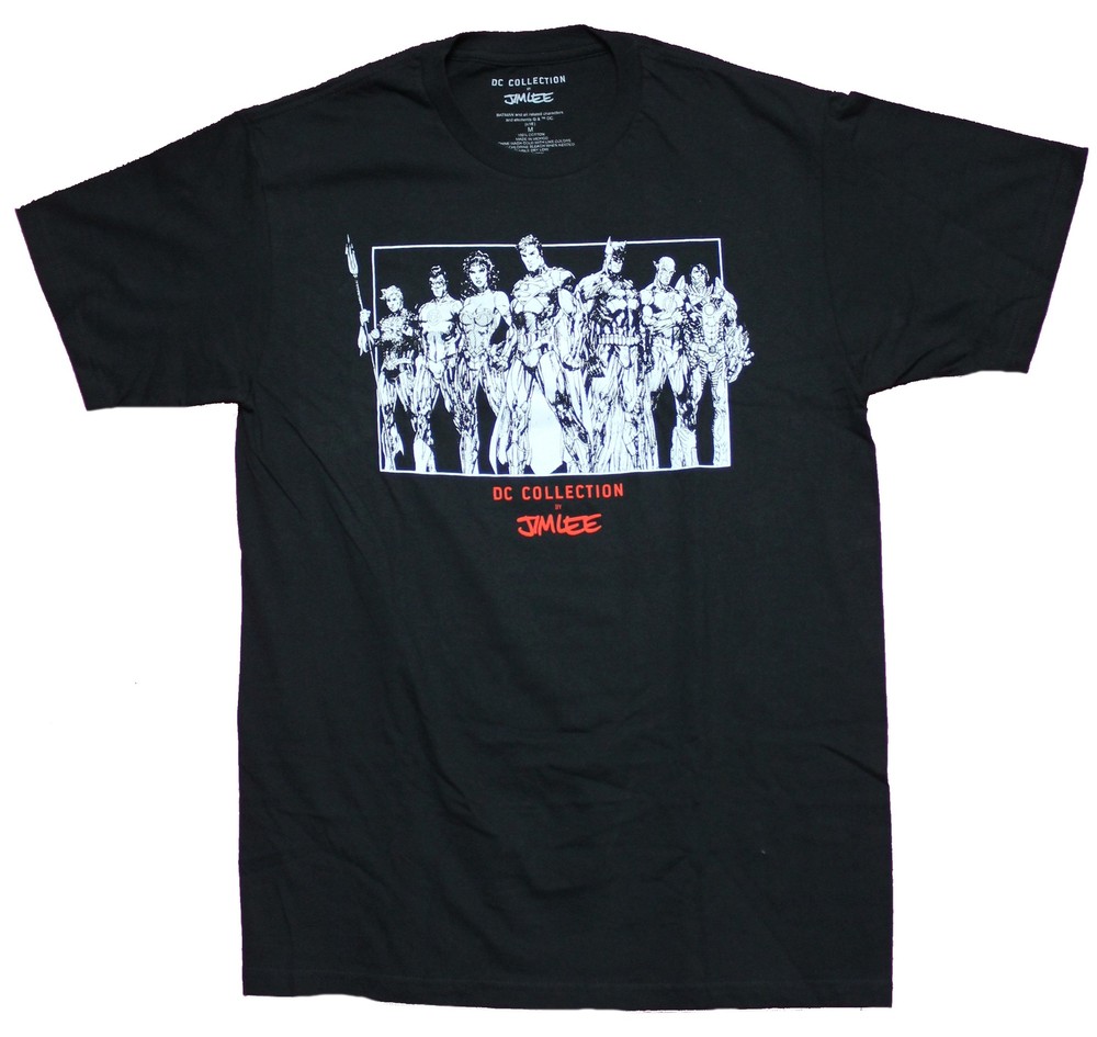 Justice League Adult New T-Shirt – Jim Lee Collection Batman Superman Cast Pic