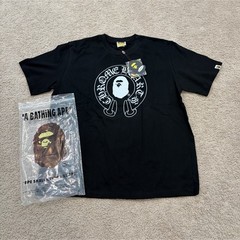 A Bathing Ape Baby Milo Men’s Black Graphic Crew Neck T-Shirt Size L Cotton