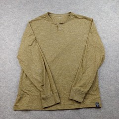 Lucky Brand Shirt Mens Large Green Long Sleeve Henley Cotton Blend Tagless