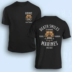 Death Smiles at Everyone Marines Smile Back T-Shirt, Marine Corps Apparel, USMC