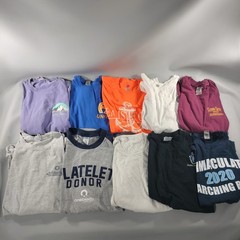 Lot of 10 Crew Neck Pull Over Long Sleeve T-shirts Mens Size S/M/L