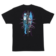 Santa Cruz Keith Meek PINSTRIPE SLASHER LOGO Skateboard T Shirt BLACK