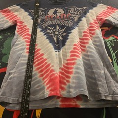 Vintage AC/DC Black Ice Pleated V Tie Dye Official 2008 Tour Concert Shirt Sz L