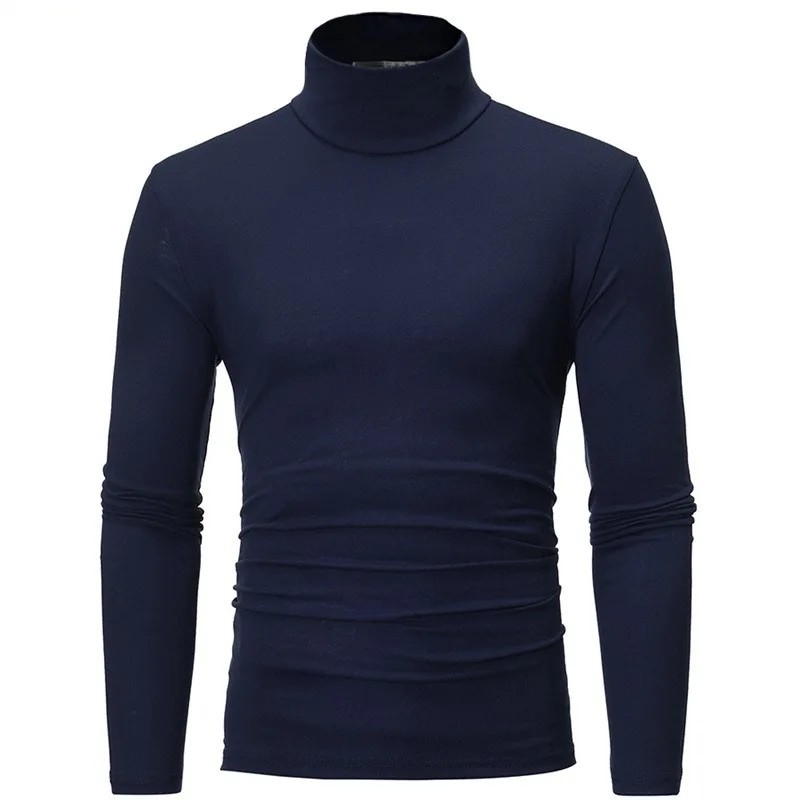 Mens Turtleneck Basic Pullover Long Sleeve Jumper Top Casual Slim Fit T-Shirt